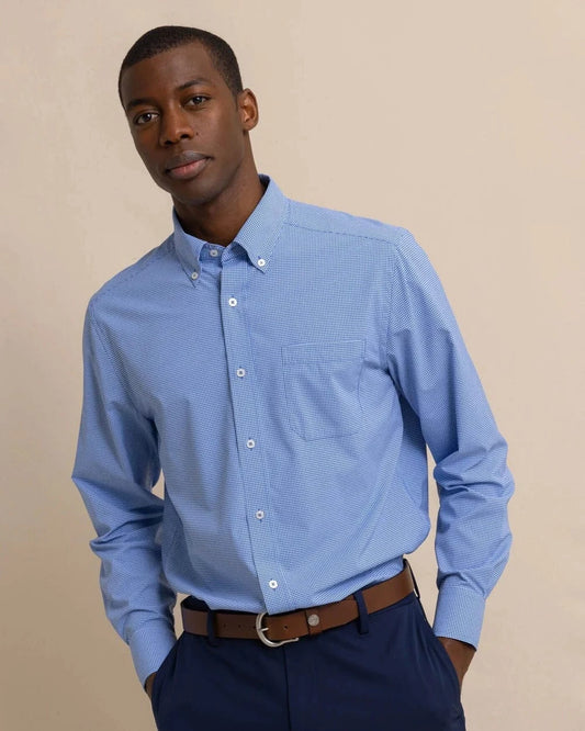 Southern Tide Sport Shirts Cobalt Blue / M Micro Gingham brrr Intercoastal Sport Shirt