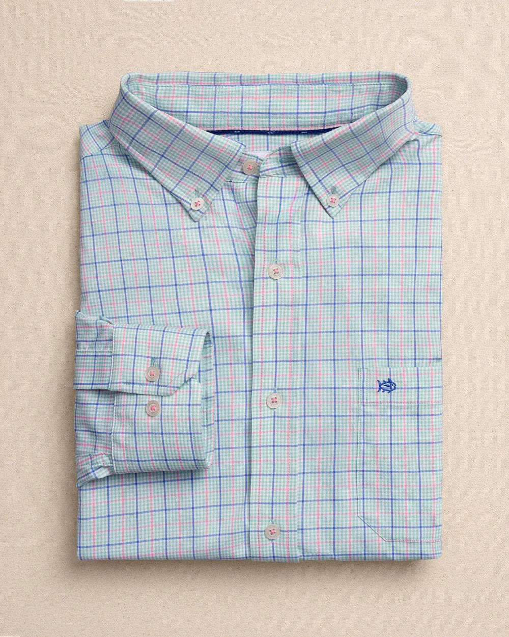southern tide dress shirt Southern Tide Men's Gorda Peak Check Intercoastal LS Performance Shirt/Seafoam Green