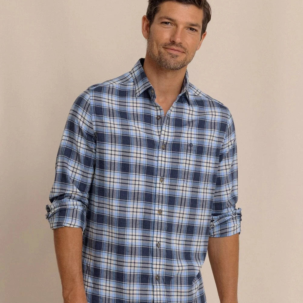 Southern Tide Sport Shirts HEATHER DRESS BLUE / S Ashborough Plaid Brushed Twill Sport Shirt