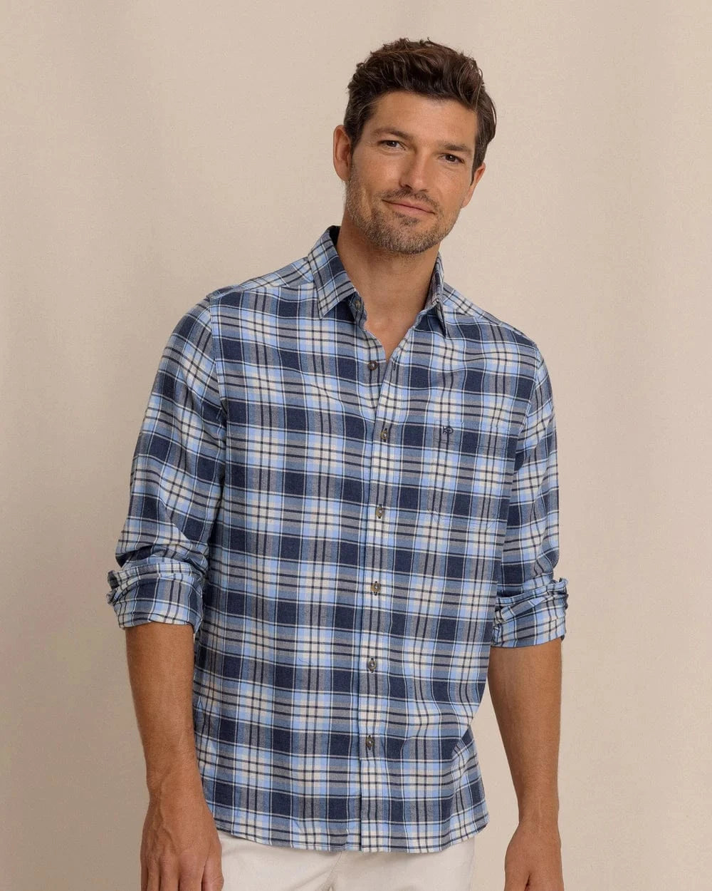 Southern Tide Sport Shirts HEATHER DRESS BLUE / S Ashborough Plaid Brushed Twill Sport Shirt