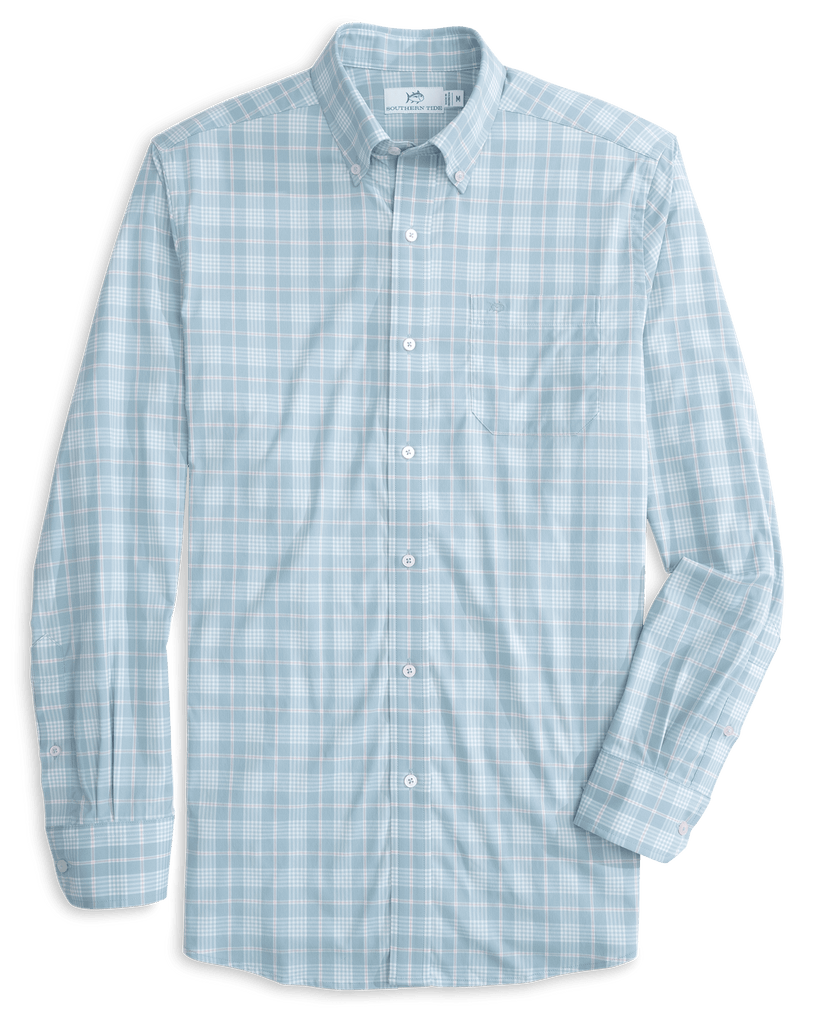 Southern Tide Sport Shirts Intercoastal Primrose Plaid Long Sleeve Sport Shirt - Subdued Blue