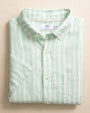 Southern Tide Sport Shirts Jade Green / L Crepe Myrtle Striped Linen Short Sleeve Sport Shirt