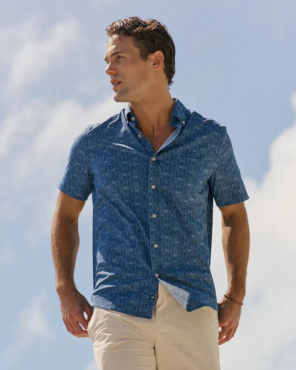 Southern Tide Sport Shirts Nautical Flags Short Sleeve Sport Shirt