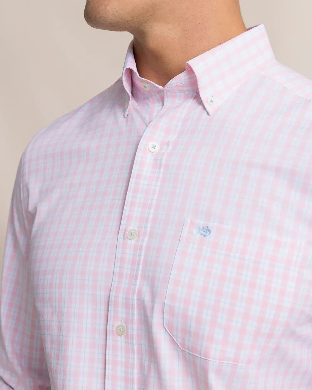Southern Tide Sport Shirts Precheck Plaid Coastal Breeze® Sport Shirt in Orchid Pink