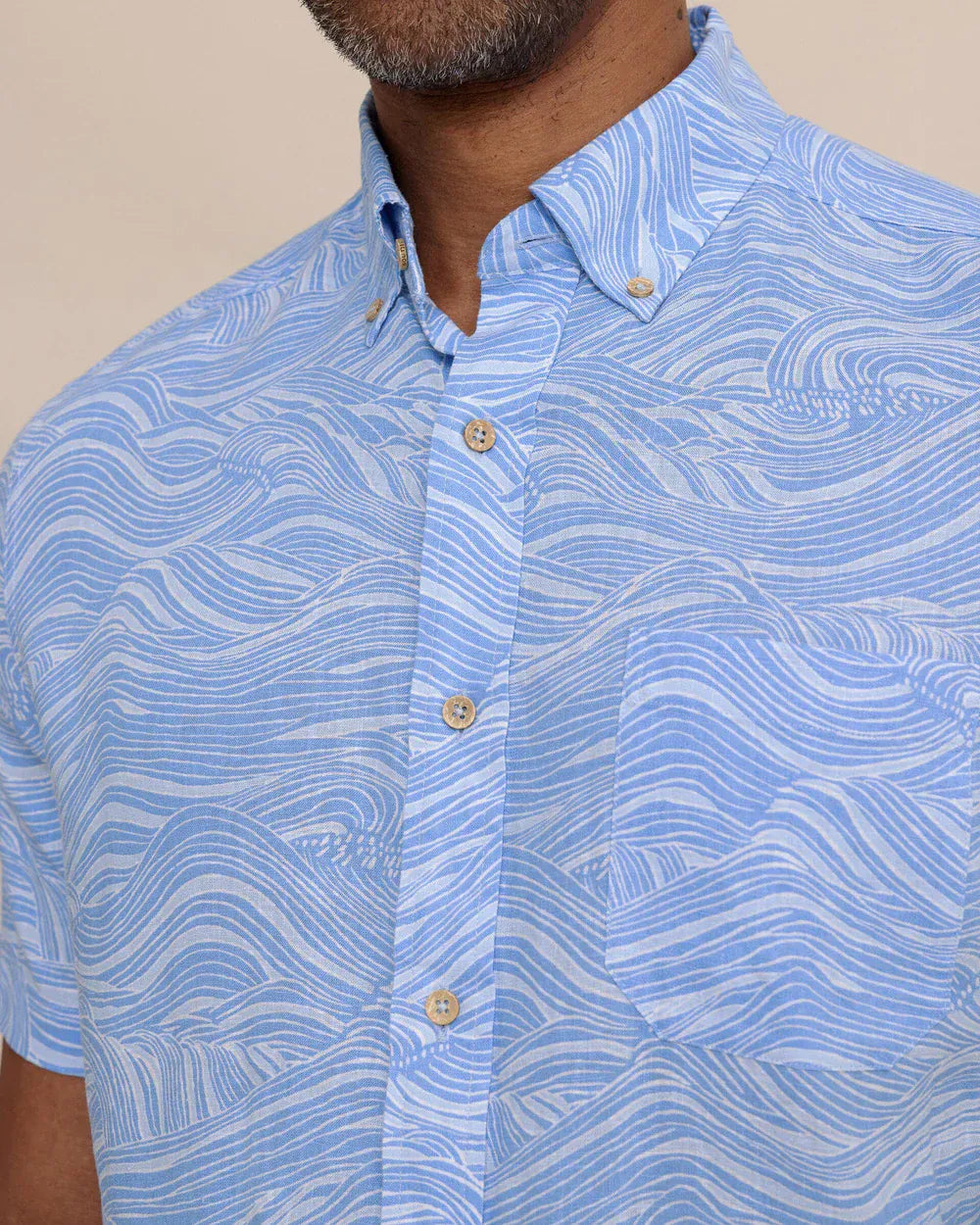 Southern Tide Sport Shirts Rolling Waves Linen Sport Shirt
