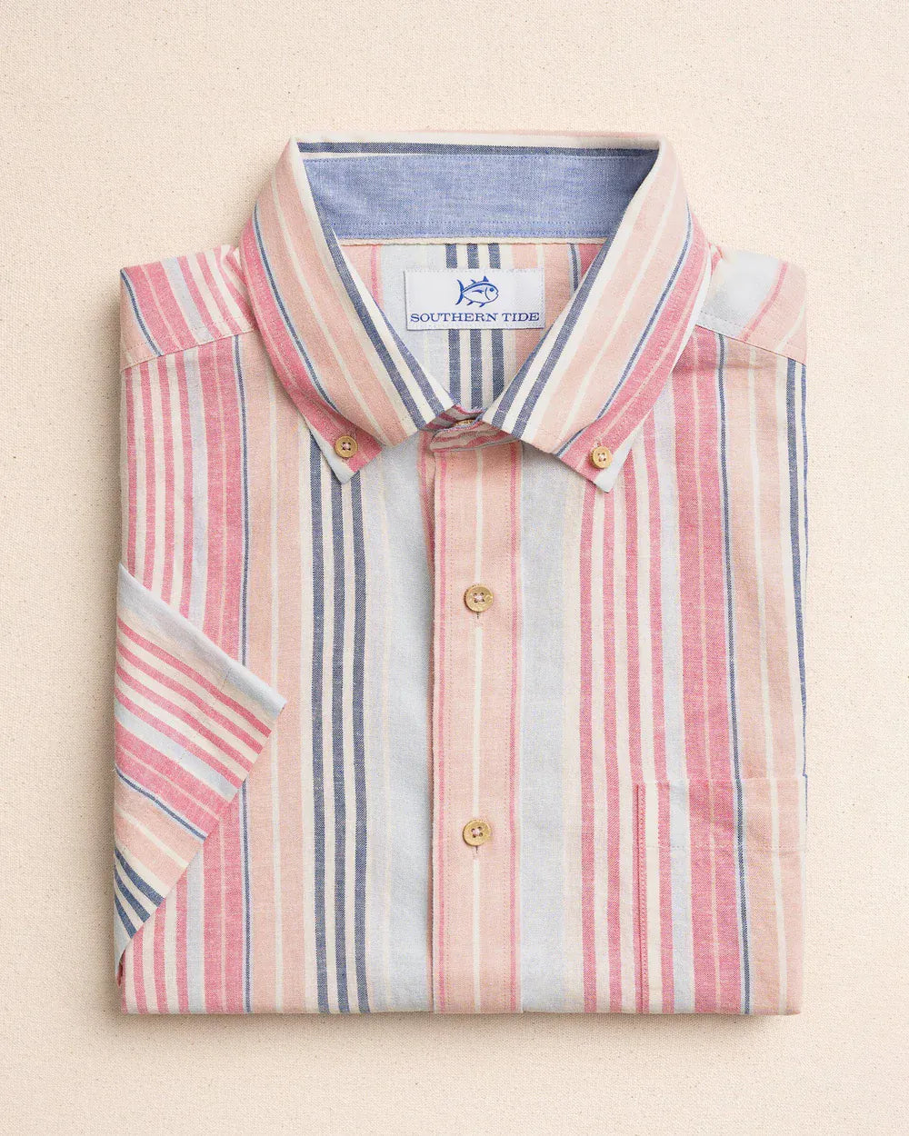 Southern Tide Sport Shirts Sea Voyage Stripe Linen Sport Shirt