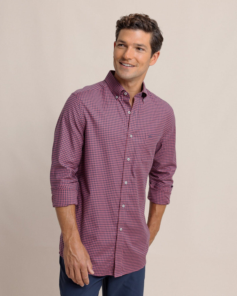 Southern Tide Sport Shirts Shemwood Plaid Skipjack Long Sleeve Sport Shirt- Baroque Rose