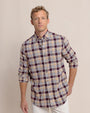 Southern Tide Sport Shirts Sweetgrass Plaid Beach Flannel Long Sleeve Sport Shirt- Merlot