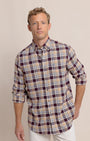 Southern Tide Sport Shirts Sweetgrass Plaid Beach Flannel Long Sleeve Sport Shirt- Merlot