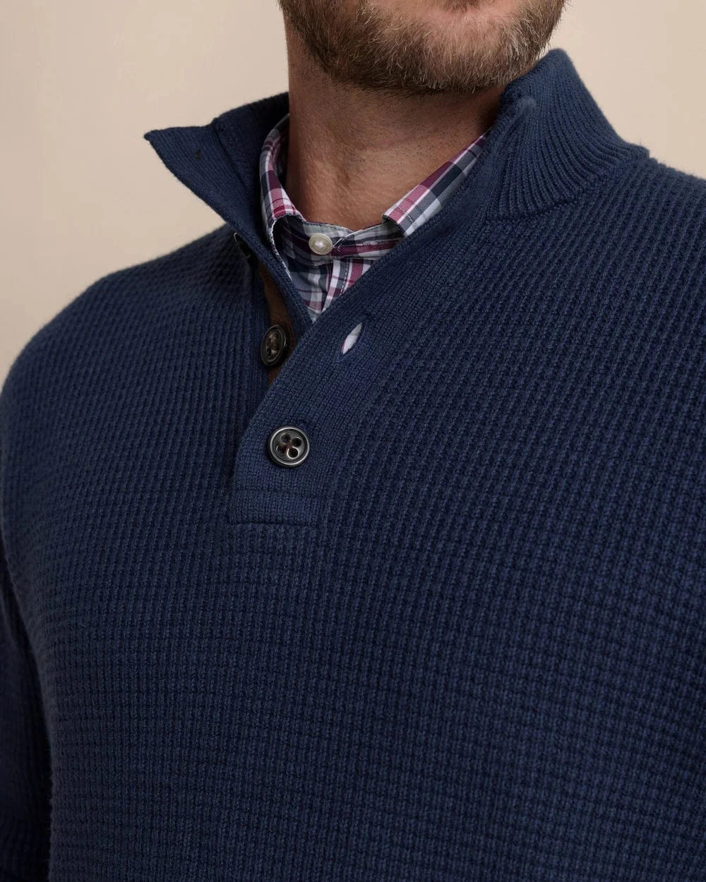 Southern Tide Sweaters Bass Creek Heather Quarter Button Sweater