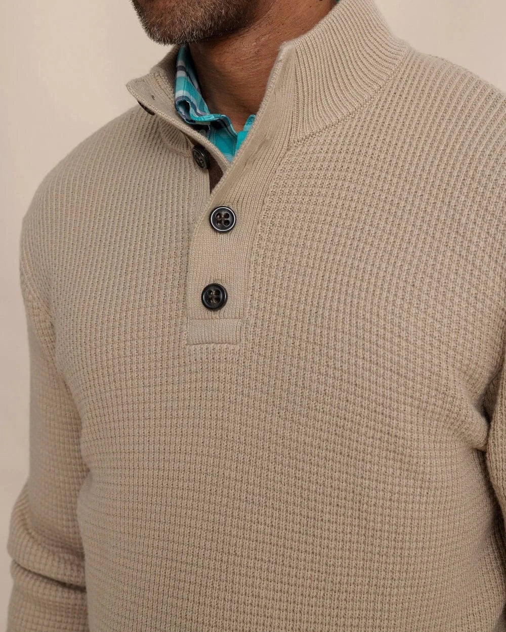 Southern Tide Sweaters Bass Creek Heather Quarter Button Sweater