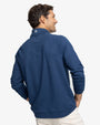 Southern Tide Sweaters Cruiser Heather Quarter Zip Pullover- Dress Blue