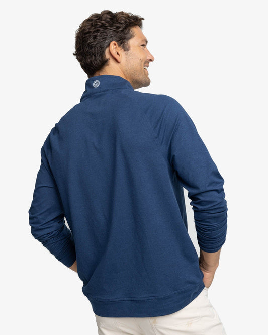 Southern Tide Sweaters Cruiser Heather Quarter Zip Pullover- Dress Blue
