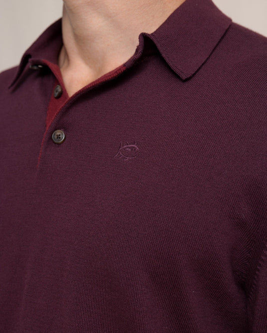 Southern Tide Sweaters Woodville Jade Sweater Polo- Merlot