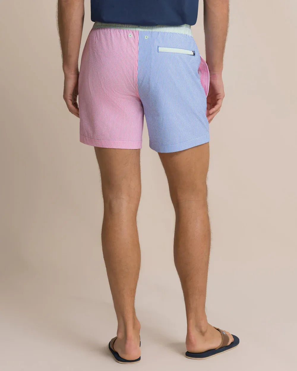 Southern Tide Swimwear Colorblock Seersucker Stripe Maritime Swim Trunk