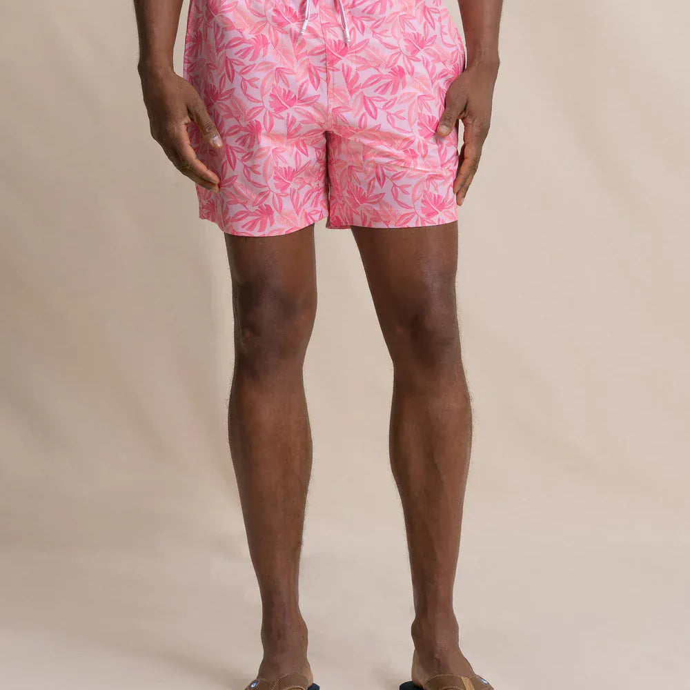 Southern Tide Swimwear Island Fronds Maritime Swim Trunk in Sea Pink