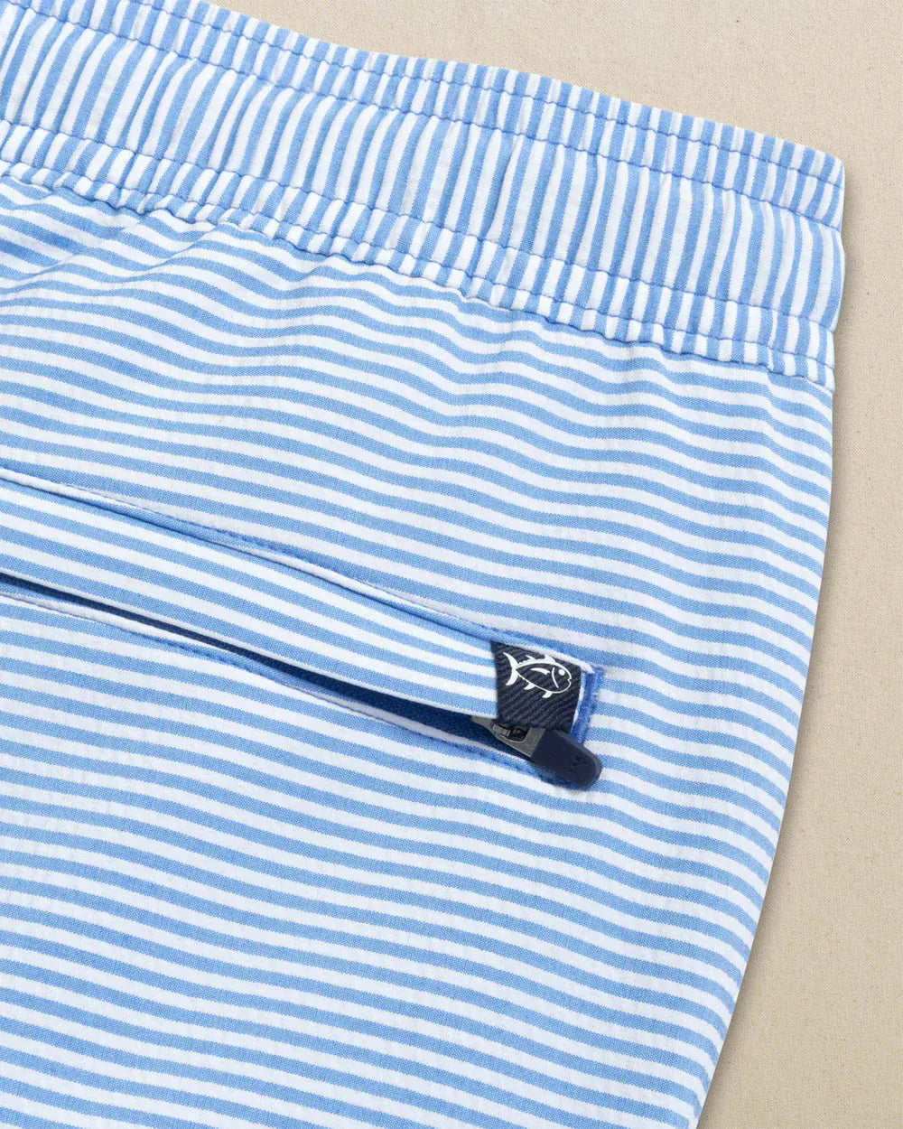 Southern Tide Swimwear Seersucker Stripe Maritime Swim Trunk in Blue Stream