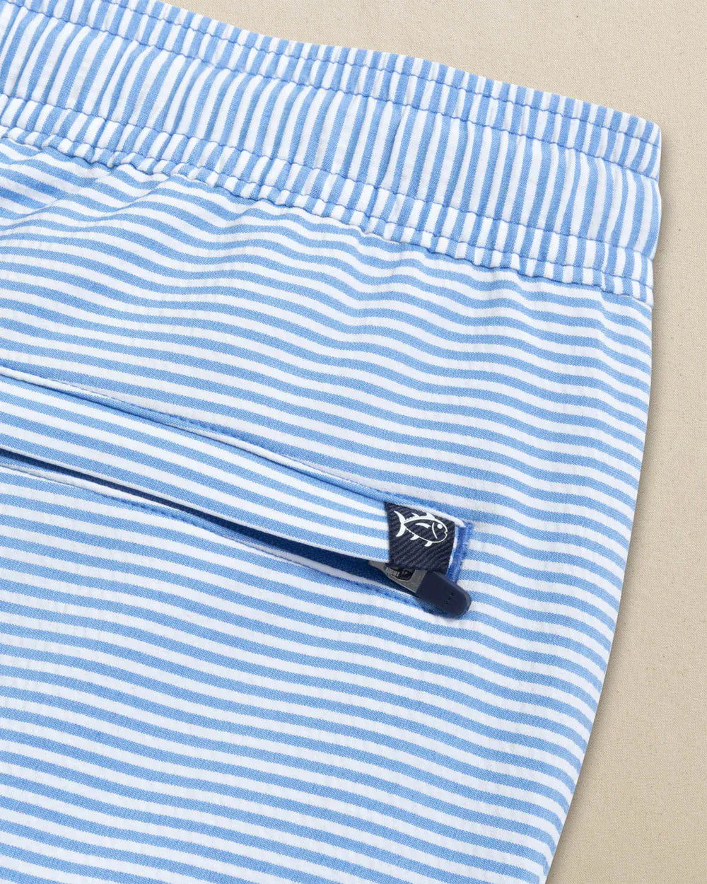 Southern Tide Swimwear Seersucker Stripe Maritime Swim Trunk in Blue Stream