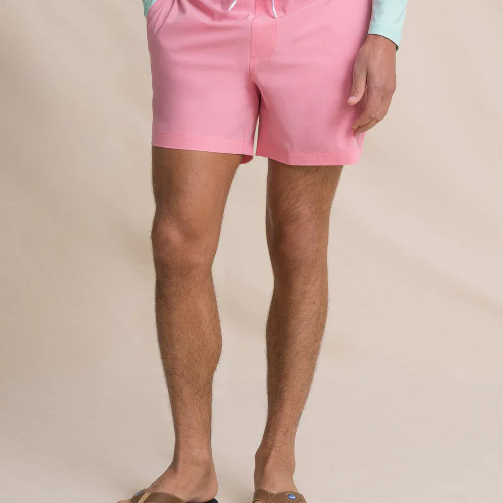 Southern Tide Swimwear Solid Maritime Swim Trunk in Sea Pink