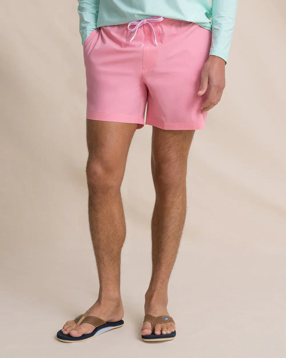 Southern Tide Swimwear Solid Maritime Swim Trunk in Sea Pink