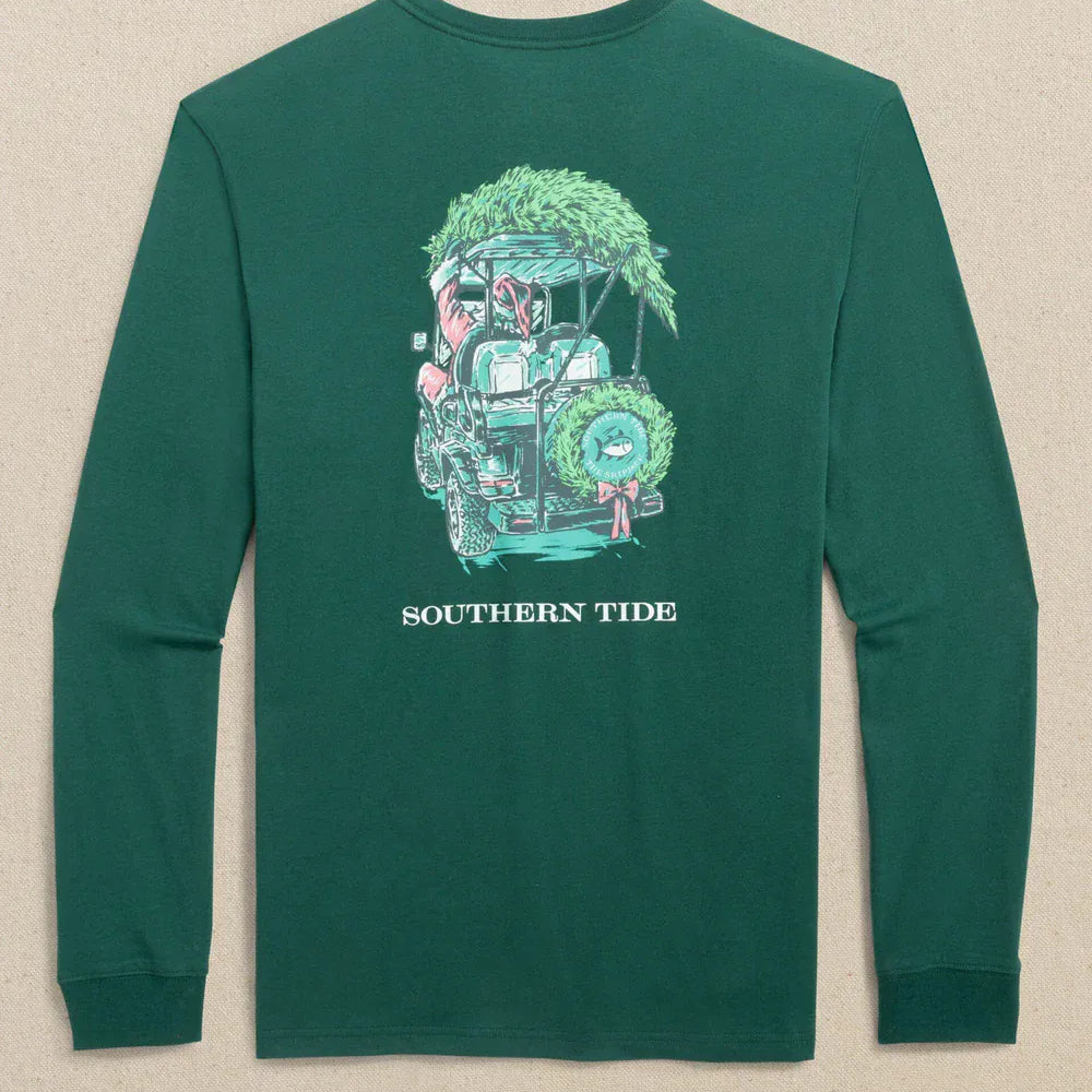 Southern Tide T-Shirts SALT MEADOW / S Club Car Santa Long Sleeve T-Shirt