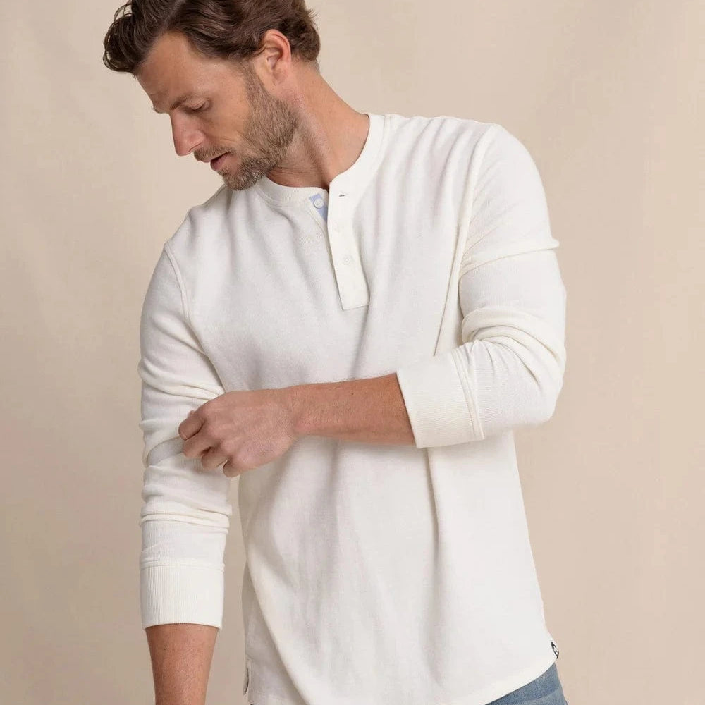 Southern Tide T-Shirts SAND WHITE / S Riveroak Rib Knit Henley