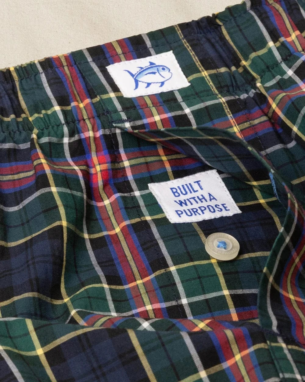 Southern Tide Underwear Heyward Tartan Boxer in Dress Blue