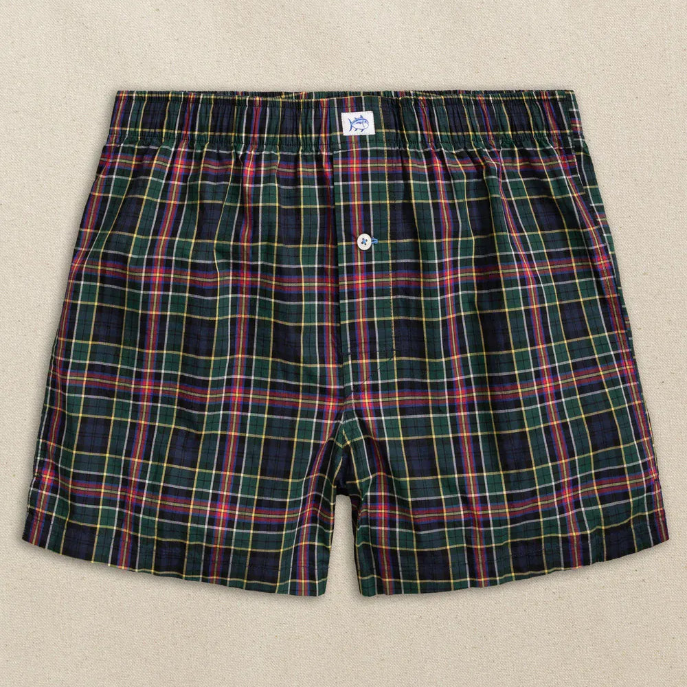 Southern Tide Underwear Heyward Tartan Boxer in Dress Blue