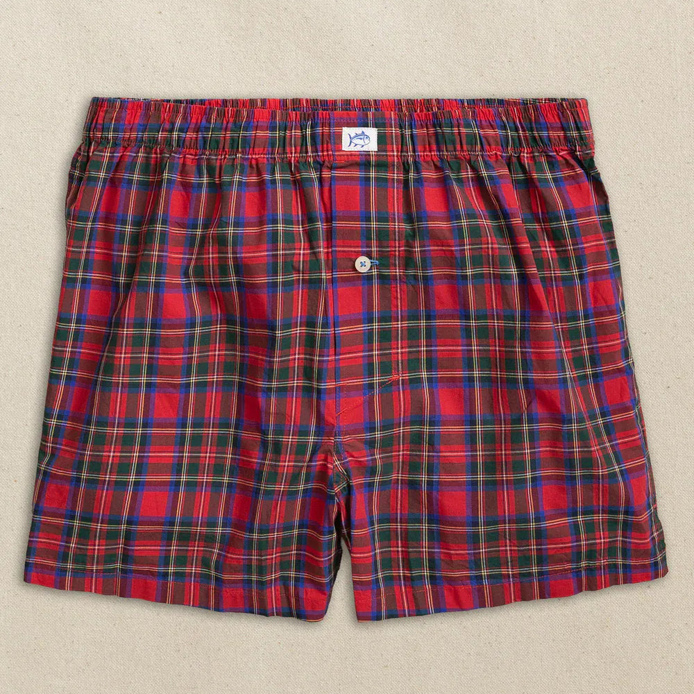 Southern Tide Underwear South Carolina Tartan Boxer in Crab Red