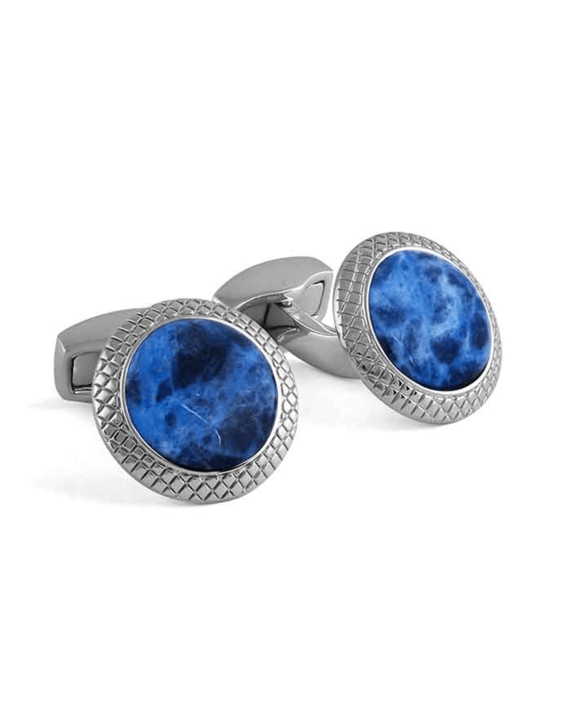 Tateossian Cufflinks Bullseye Semi Precious Cufflinks Palladium Plated & Sodalite