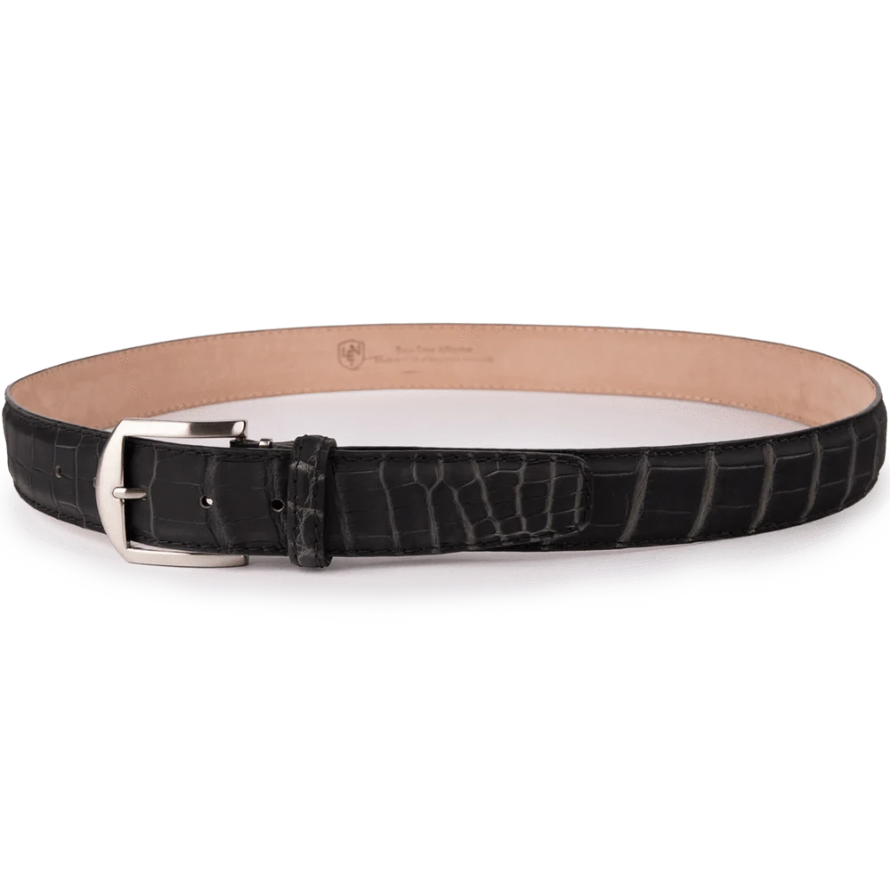 The Luxe Group (LEN) Belt BLACK-GREY / 40MM Ultra-Matte Two-Tone American Alligator - Black & Grey