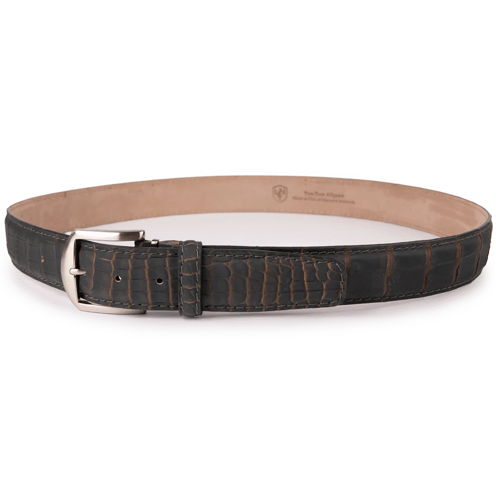 The Luxe Group (LEN) Belt CHOCOLATE-MINK / 40MM Ultra-Matte Two-Tone Alligator - Charcoal & Mink