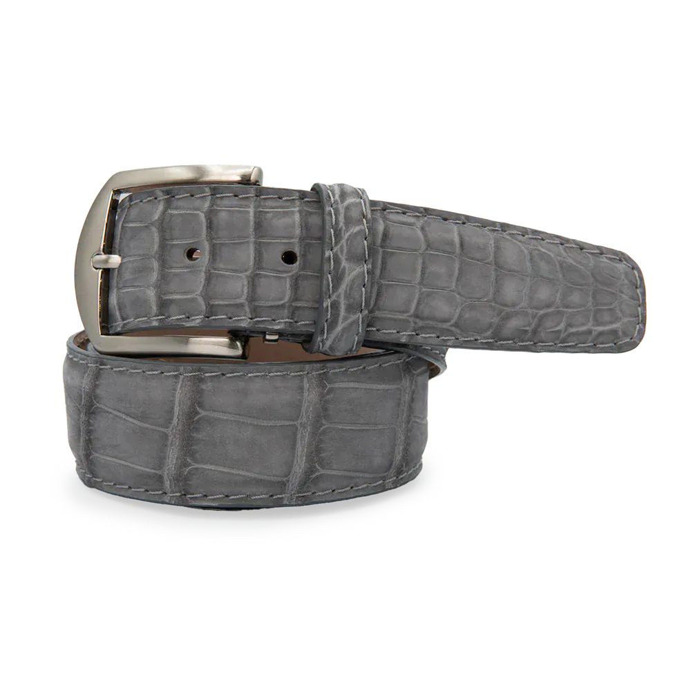 The Luxe Group (LEN) Belt GREY / 40MM Buffed American Alligator in Grey