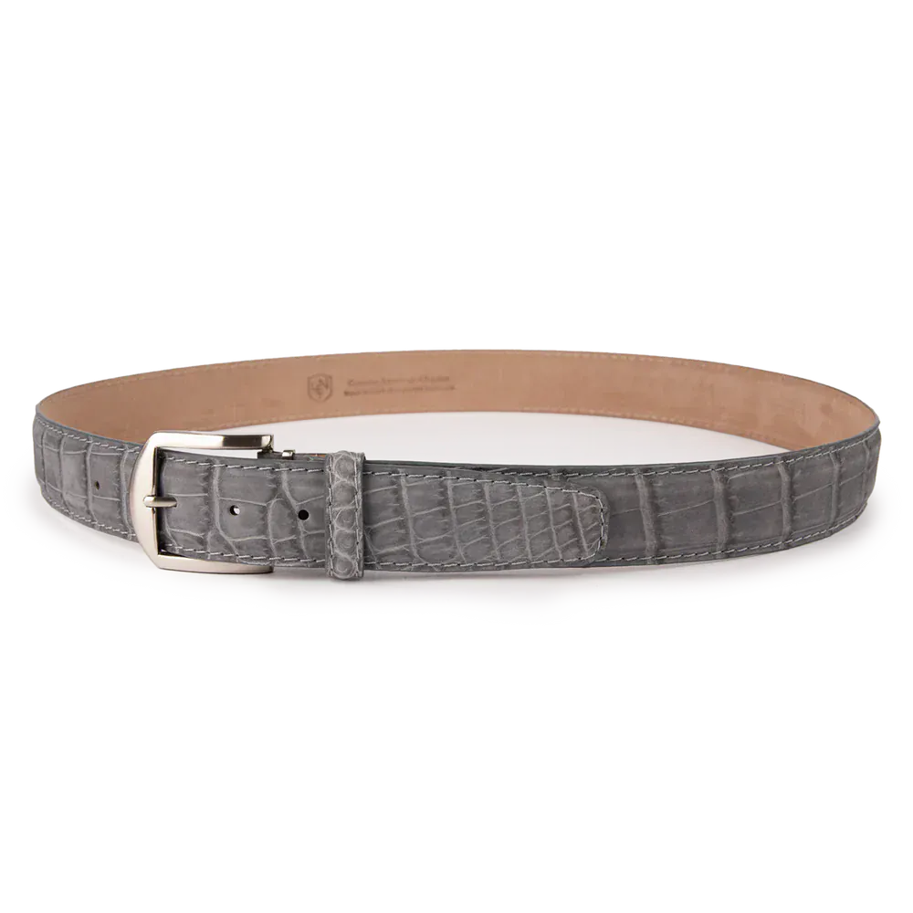 The Luxe Group (LEN) Belt GREY / 40MM Buffed American Alligator in Grey