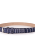 The Luxe Group (LEN) Belt INK-WHITE STITCH / 40MM Ultra-Matte Two-Tone American Alligator in Ink & White