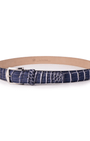 The Luxe Group (LEN) Belt INK-WHITE STITCH / 40MM Ultra-Matte Two-Tone American Alligator in Ink & White