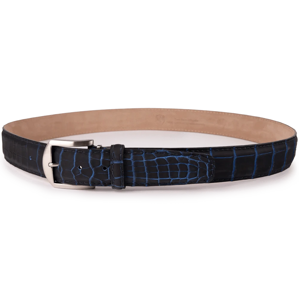 The Luxe Group (LEN) Belt NAVY SAPPHIRE / 40MM Ultra-Matte Two-Tone American Alligator - Navy & Sapphire Blue