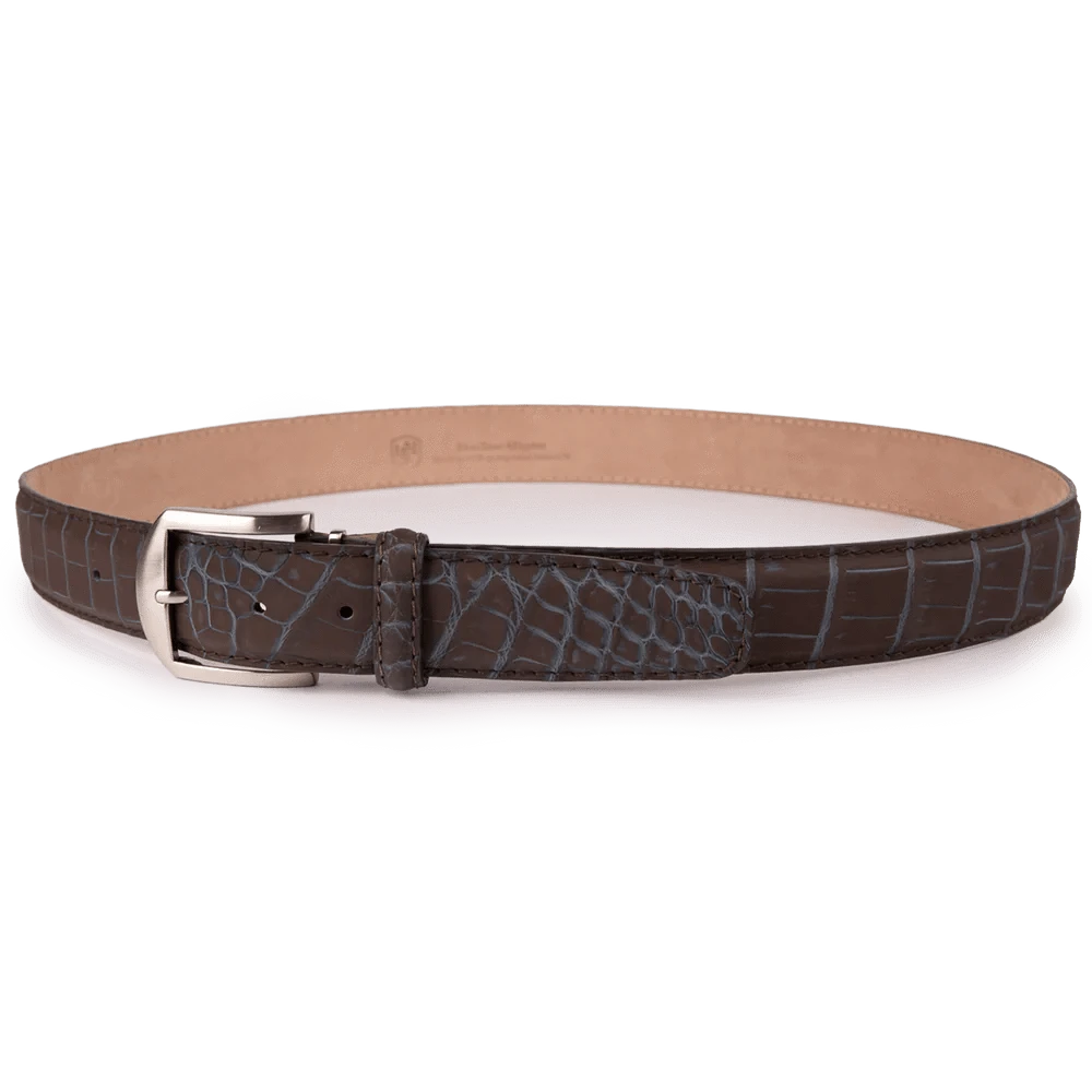 The Luxe Group (LEN) Belt WHISKEY/DENIM / 40MM Ultra-Matte Two-Tone American Alligator - Whiskey & Denim