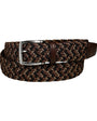 Torino Leather Company Belt Italian Woven Rayon Stretch Belt with Brown Tabs