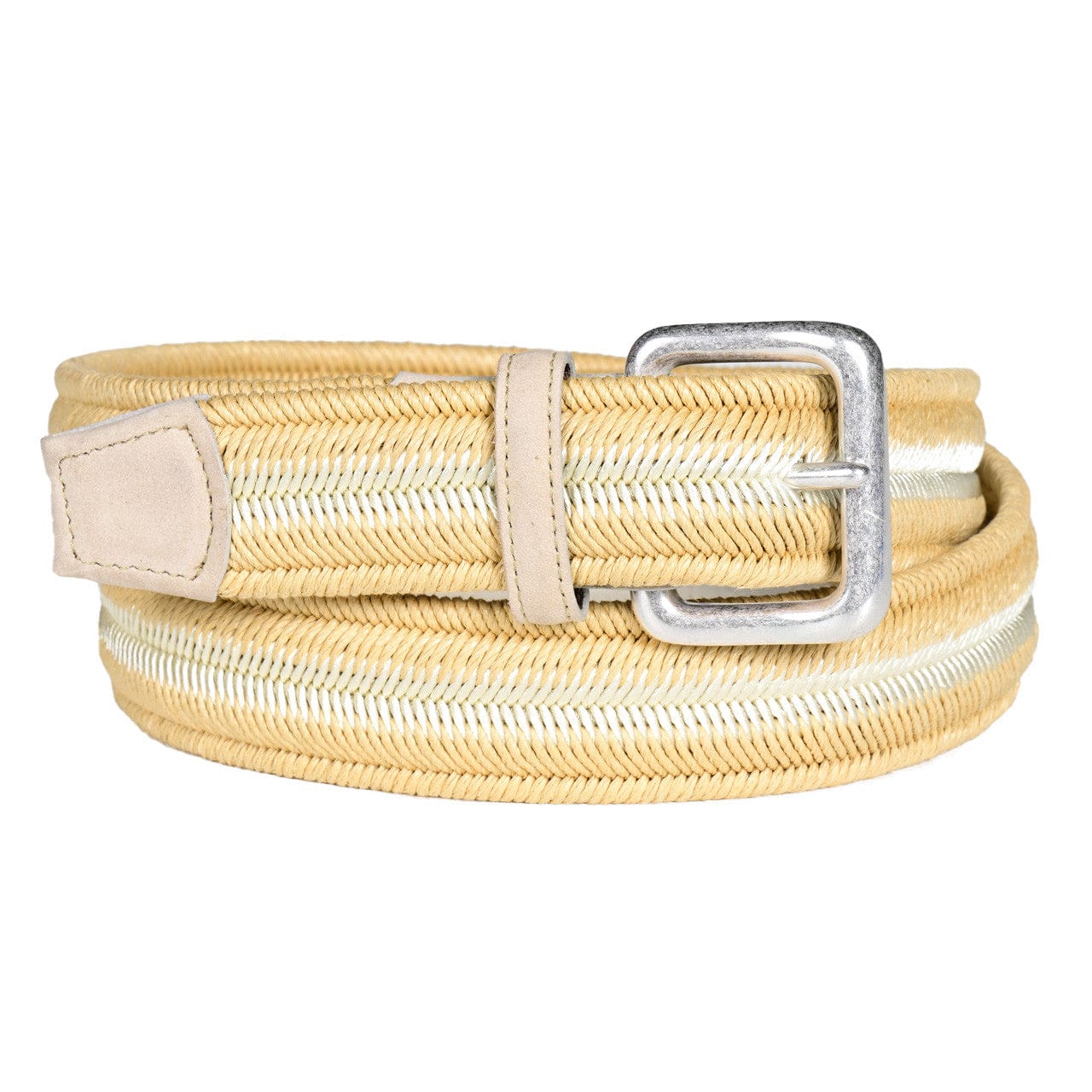 Torino Leather Company Belt Italian Woven Two-Tone Stretch Cotton Belt