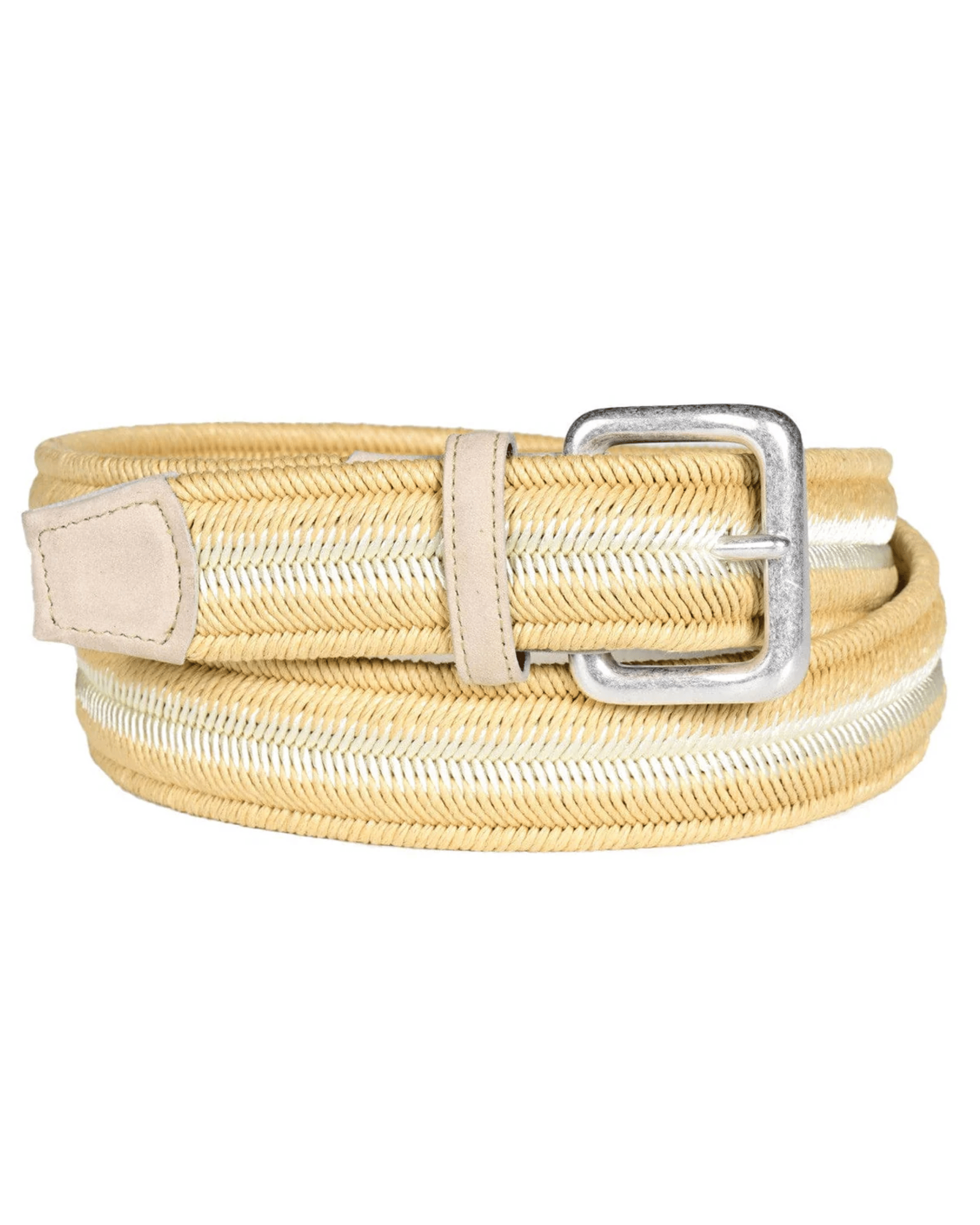 Torino Leather Company Belt Italian Woven Two-Tone Stretch Cotton Belt