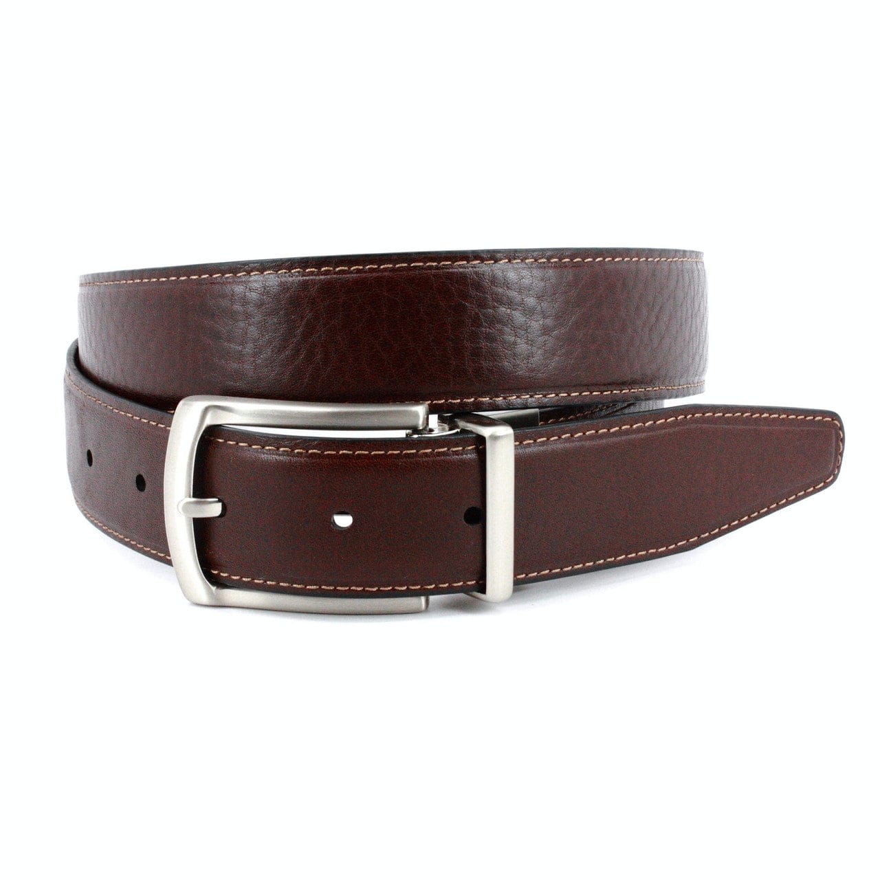 Torino Leather Company Belt Reversible Veal Belt in Black and Cognac