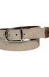 Torino Leather Company Belt Suede Calfskin Casual Belt with Crocodile-Embossed Calfskin Tabs in Tundra
