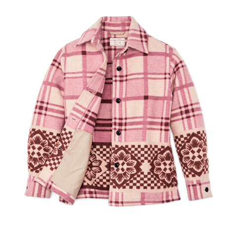 Women's Blanket Wool Overshirt- Flower Plaid