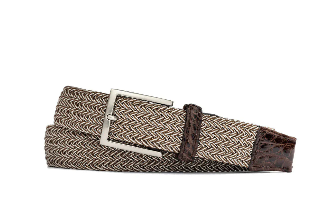 W. Kleinberg Leathergoods Belt Brown Stripe Stretch Belt