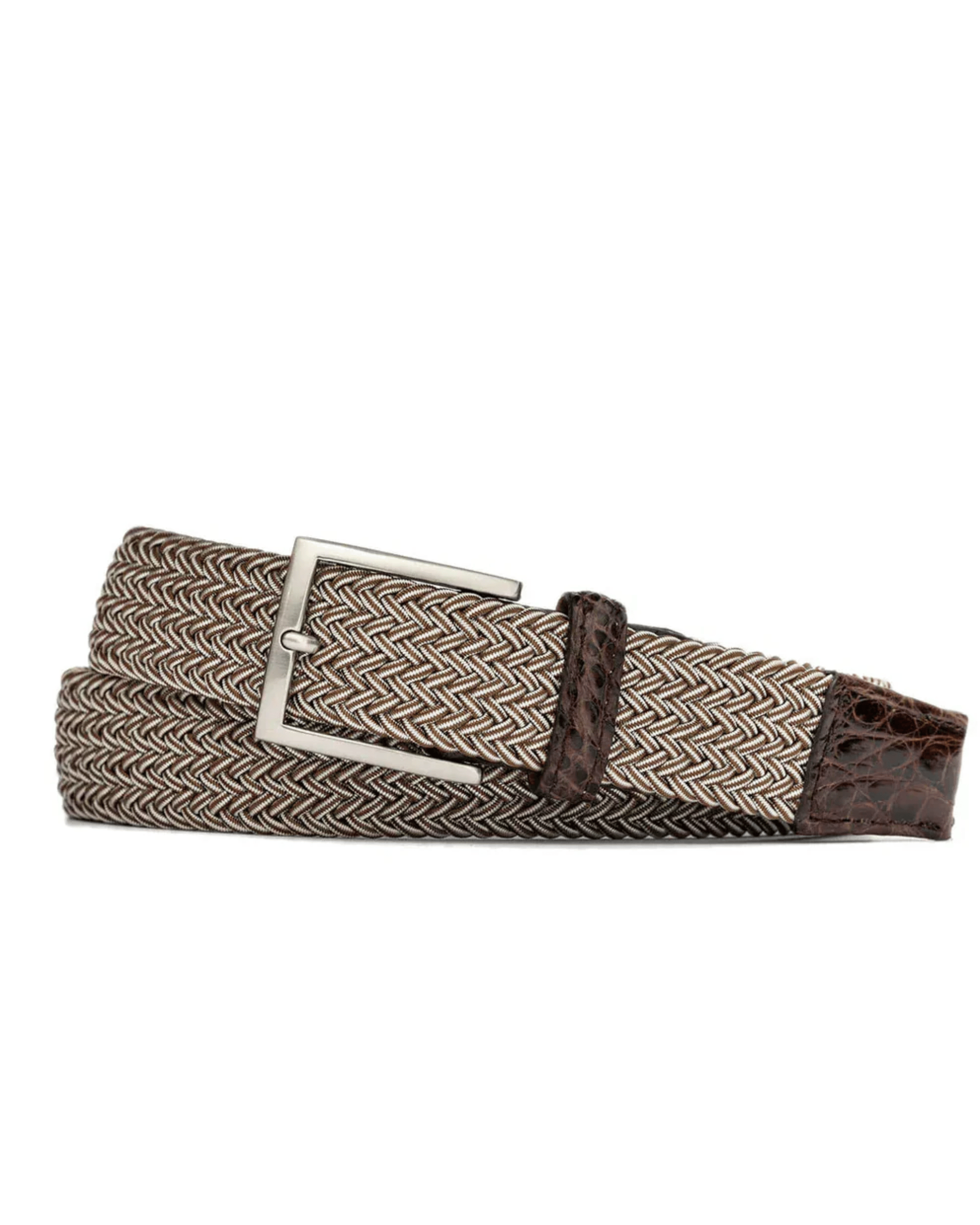 W. Kleinberg Leathergoods Belt Brown Stripe Stretch Belt