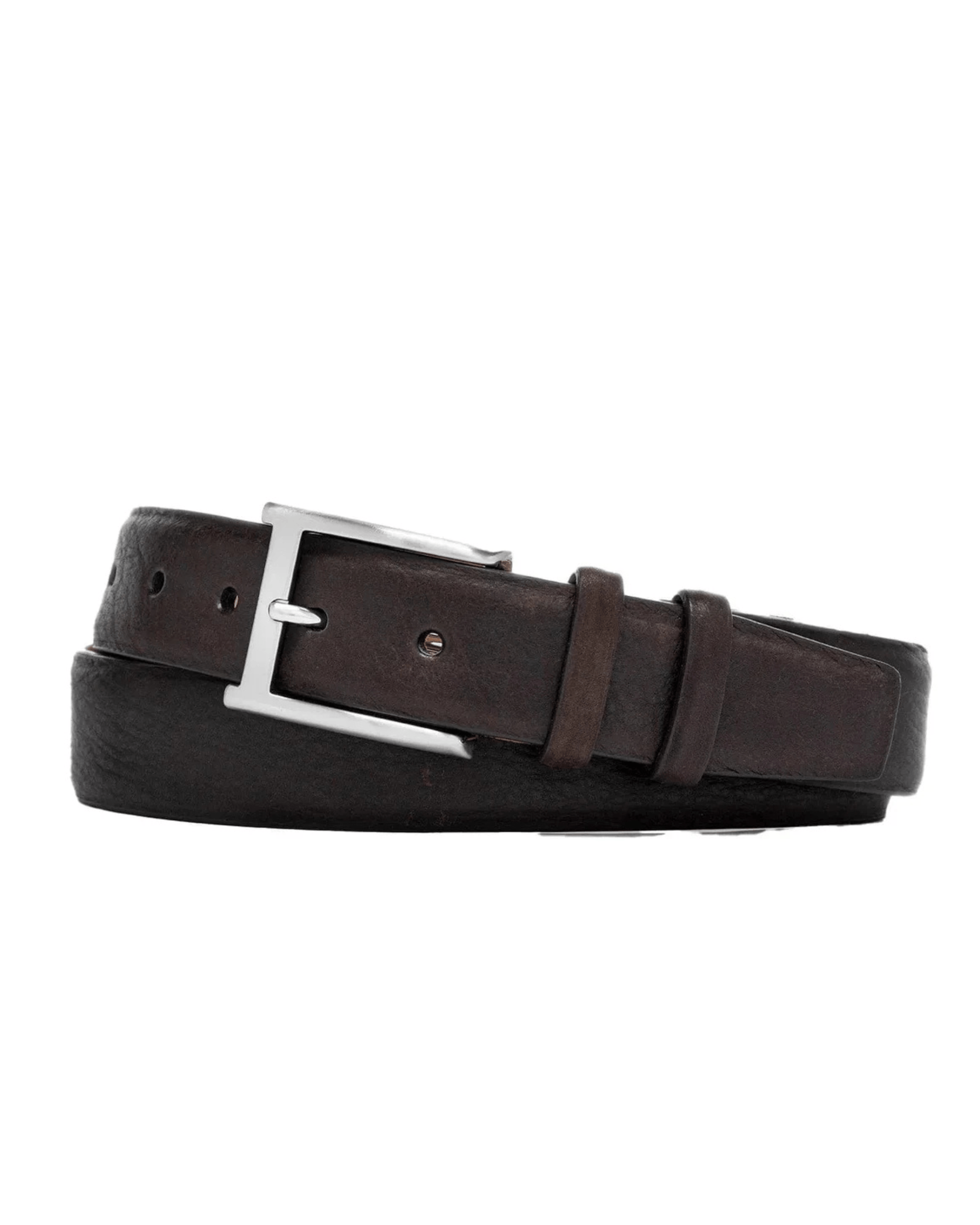 W. Kleinberg Leathergoods Belt Pebbled Bison Belt with Brushed Nickel Buckle