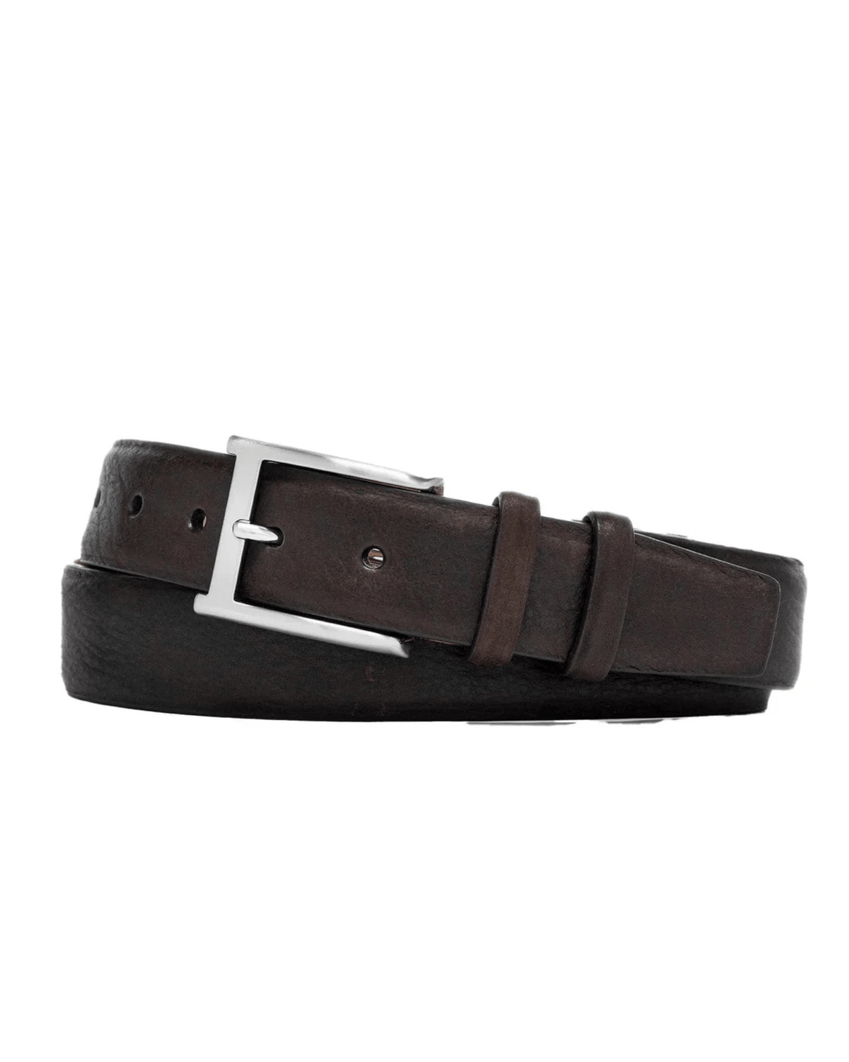 W. Kleinberg Leathergoods Belt Pebbled Bison Belt with Brushed Nickel Buckle