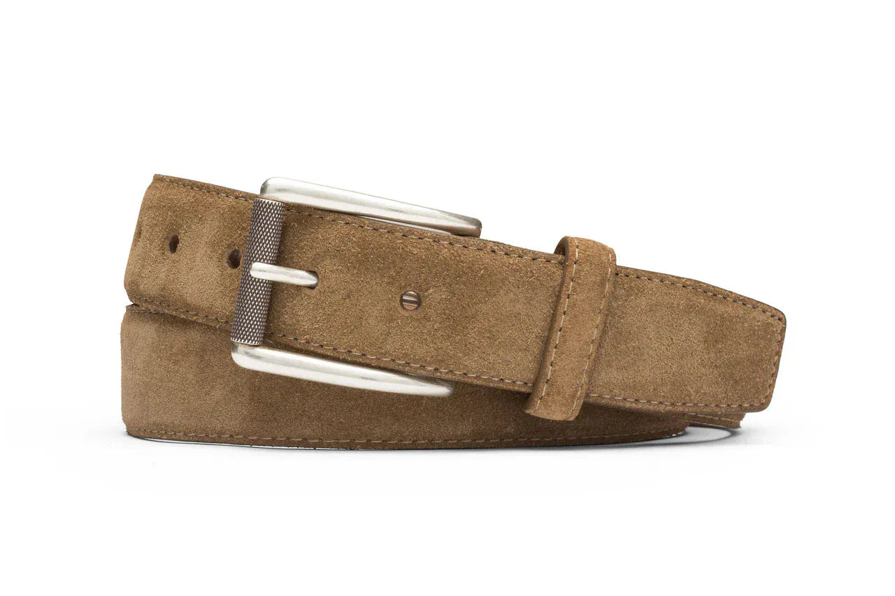 W. Kleinberg Leathergoods Belt WHISKEY / 34 Suede Belt with Nickel Roller Buckle