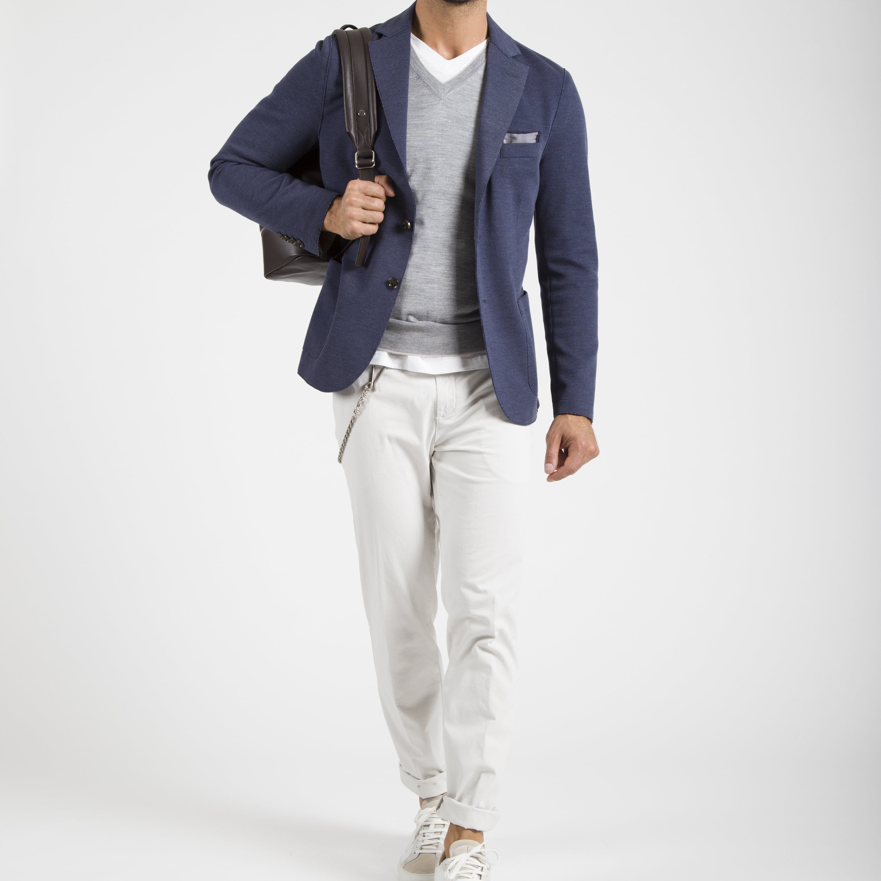 Eleventy Milano Sport Coats Cotton Lazer Cut Jersey Jacket- Denim